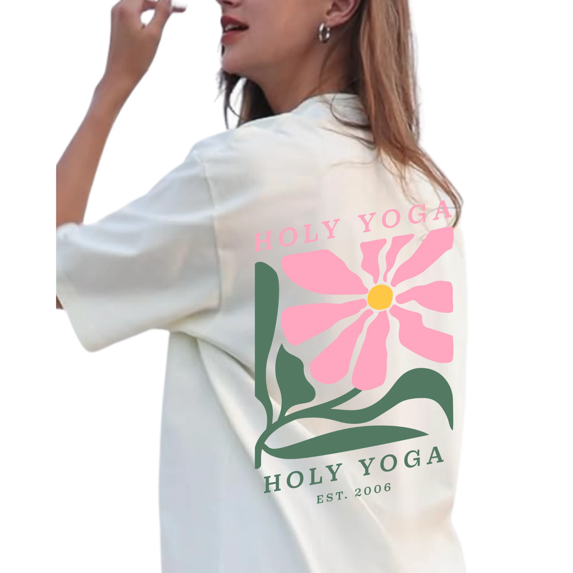 White Washed Vintage Oversize T w/ Pink Flower - Image 3